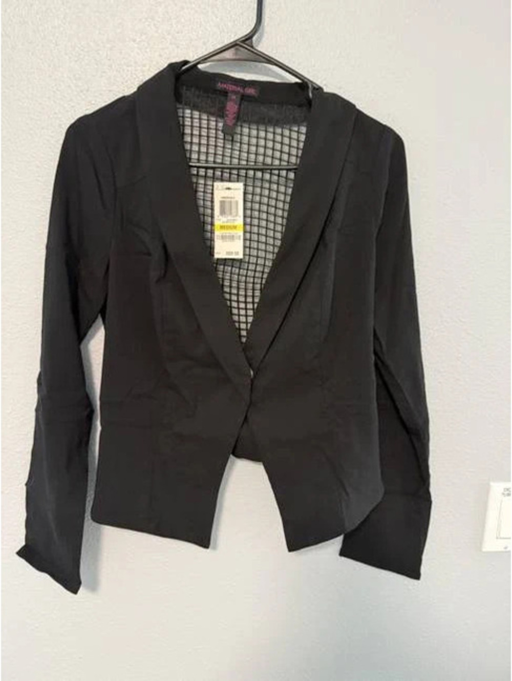 # 6162 Material Girl Black Mesh Blazer Size M Retail $69.50